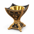 Heritage ceramic incense burner in Black & Gold, angled view with removable metal bowl