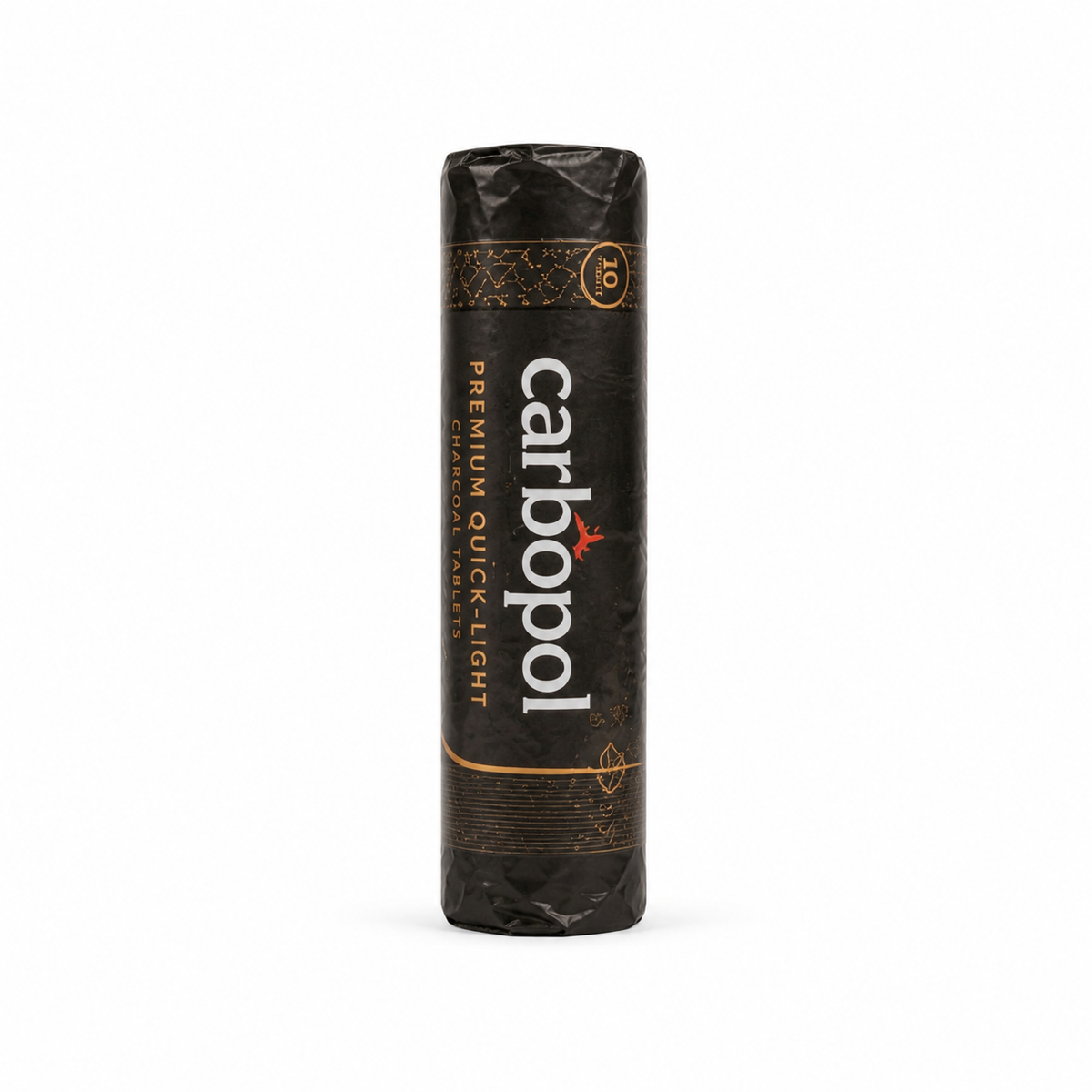 Carbopol quick-light incense charcoal in a black wrapped roll