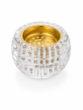 Honeycomb glass incense burner with gold-toned charcoal holder